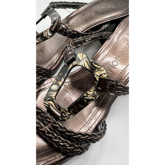 Enzo Angiolini Elson Brown Leather Slip On Sandal Mules Size 6.5M Made In Brazil - Picture 6 of 10